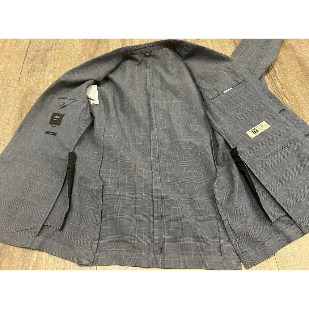 J Crew Blazer Mens 36S Ludlow Baird Mcnutt Linen Blend Unstructured Windowpane
